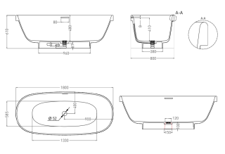 Ванна из искусственного камня Salini Greca S-Stone 103121MRF 180x80см RAL полностью Ванна из искусственного камня Salini Greca S-Stone 103121MRF 180x80см RAL полностью