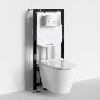 Система инсталляции с унитазом WasserKRAFT Aller 10TLT.010.ME.CH02.H002 кнопка смыва хром
