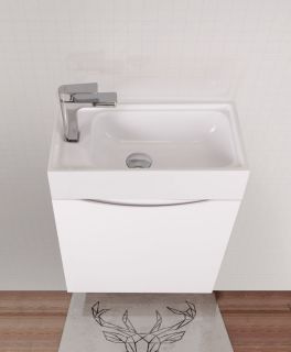 Подвесная тумба под раковину Art&Max Liberty 40см левая белый глянцевый Liberty-400-1D-SO-BL-L