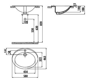 Раковина Creavit TP230-00CB00E-0000 58см белый