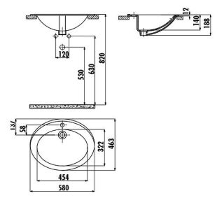 Раковина Creavit TP230-00CB00E-0000 58см белый