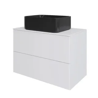 Тумба с раковиной Orange Отто Ot-75TuMDF+B02-460MB 75 см белый глянец/чёрный матовый