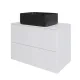 Тумба с раковиной Orange Отто Ot-75TuMDF+B02-460MB 75 см белый глянец/чёрный матовый