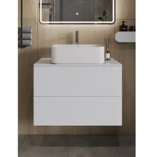Тумба с раковиной Orange Отто Ot-75TuMDF+B02-460W 75 см белый глянец