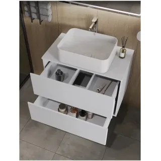 Тумба с раковиной Orange Отто Ot-75TuMDF+B02-460W 75 см белый глянец