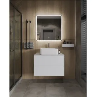 Тумба с раковиной Orange Отто Ot-75TuMDF+B02-460W 75 см белый глянец