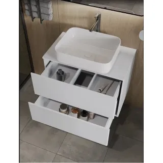 Тумба с раковиной Orange Отто Ot-75TuMDF+B05-500W 75 см белый глянец