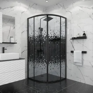 Душевой уголок Niagara Eco NG-1007-14BLACK 90x90 см профиль чёрный стекло мозаика