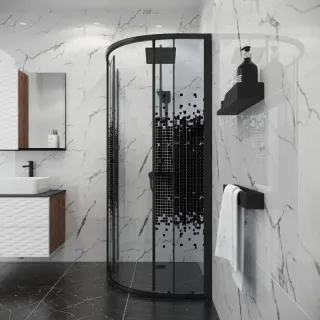 Душевой уголок Niagara Eco NG-1007-14BLACK 90x90 см профиль чёрный стекло мозаика