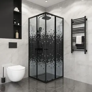 Душевой уголок Niagara Eco NG-1008-14QBLACK 80x80 см профиль чёрный стекло мозаика