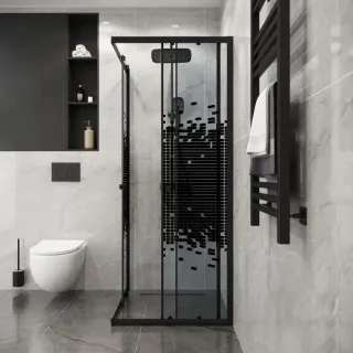 Душевой уголок Niagara Eco NG-1008-14QBLACK 80x80 см профиль чёрный стекло мозаика