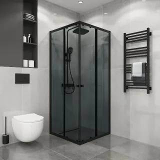 Душевой уголок Niagara Eco NG-1008-14QT 80x80 см профиль чёрный стекло тонированное