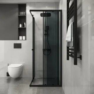 Душевой уголок Niagara Eco NG-1008-14QT 80x80 см профиль чёрный стекло тонированное