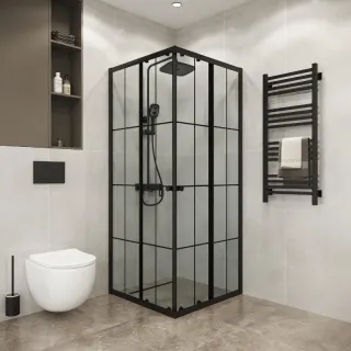 Душевой уголок Niagara Eco NG-1008-14QKL 80x80 см профиль чёрный стекло клетка