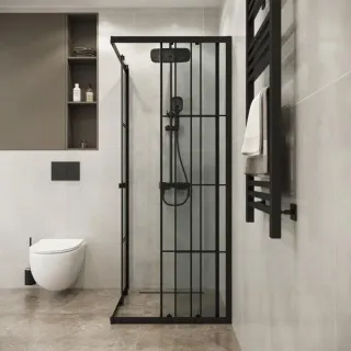Душевой уголок Niagara Eco NG-1009-14QKL 90x90 см профиль чёрный стекло клетка