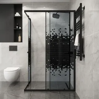 Душевой уголок Niagara Eco NG-1012-14QBLACK 120x80 см профиль чёрный стекло мозаика