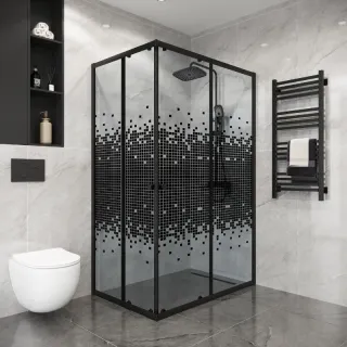 Душевой уголок Niagara Eco NG-1012-14QBLACK 120x80 см профиль чёрный стекло мозаика