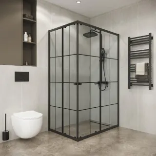 Душевой уголок Niagara Eco NG-1012-14QKL 120x80 см профиль чёрный стекло клетка