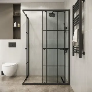 Душевой уголок Niagara Eco NG-1018-14QKL 100x80 см профиль чёрный стекло клетка