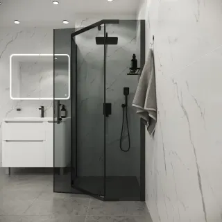 Душевой уголок Niagara Eco NG-1009-14DT 90x90 см профиль чёрный стекло тонированное