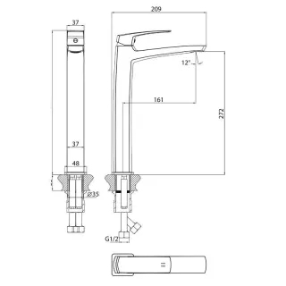 Смеситель для раковины Grossman Mercury 520.K35.10.320 золото матовое