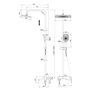Душевая стойка Grossman Pragma 500.K35.03.120 брашированный никель