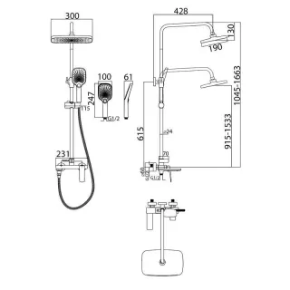 Душевая стойка Grossman Mercury 500.K35.10.210 чёрный матовый