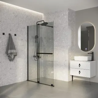 Душевая перегородка Niagara Nova NG-671-10BLACK 100 см профиль чёрный стекло прозрачное