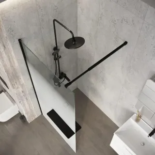 Душевая перегородка Niagara Nova NG-582-90BLACK 90 см профиль чёрный стекло белый градиент