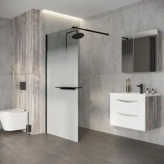 Душевая перегородка Niagara Nova NG-582-10BLACK 100 см профиль чёрный стекло белый градиент
