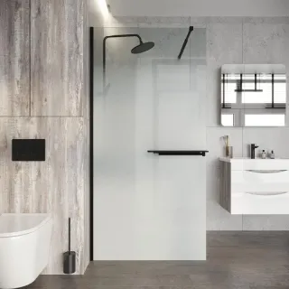Душевая перегородка Niagara Nova NG-582-10BLACK 100 см профиль чёрный стекло белый градиент
