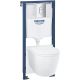 Унитаз с инсталляцией Grohe Bau Ceramic 103849SH00 цвет Альпийский белый с сиденьем Микролифт и клавишей смыва цвет Хром глянцевый