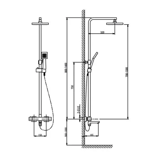 Душевая стойка Timo Tetra-Thermo SX-0169/00 с термостатом хром