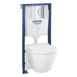 Унитаз с инсталляцией Grohe Rapid SL 102514SH00 цвет Белый с сиденьем Микролифт и клавишей смыва цвет Хром