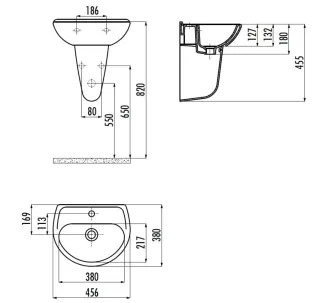 Раковина Creavit Oval TP145-00CB00E-0000 45 см белый