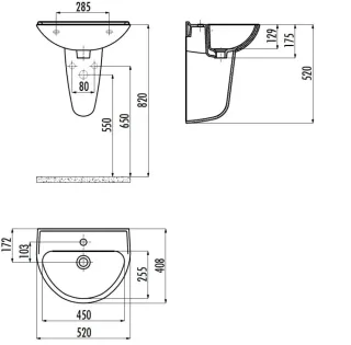 Раковина Creavit Oval TP155-00CB00E-0000 52 см белый