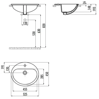 Раковина Creavit TP225-00CB00E-0000 52 см белый