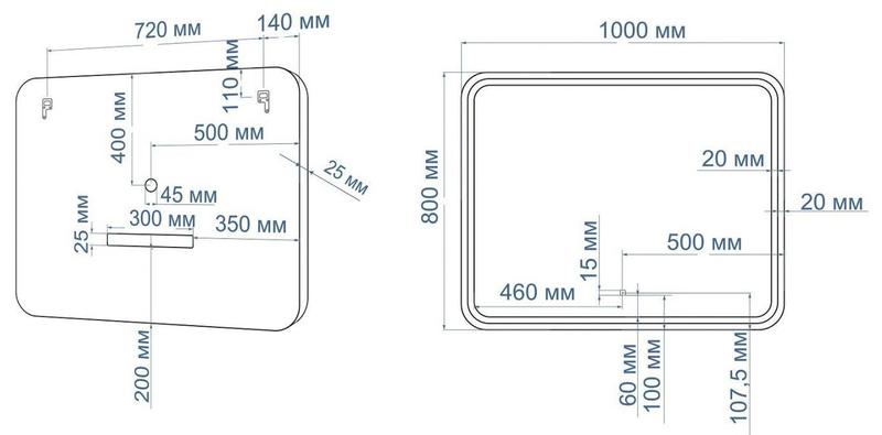 Зеркало с подсветкой Art&Max Genova 100x80см чёрный AM-Gen-1000-800-DS-F