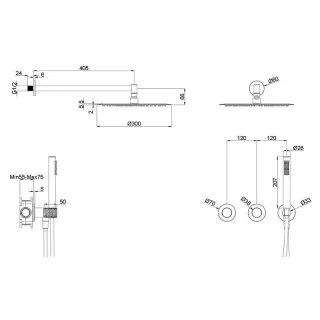 Душевой комплект Vincea VSFW-6AU1GM встраиваемая вороненая сталь