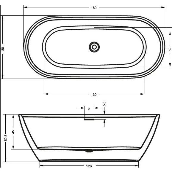 Акриловая ванна Riho Inspire FS B085001005 180х80см белый