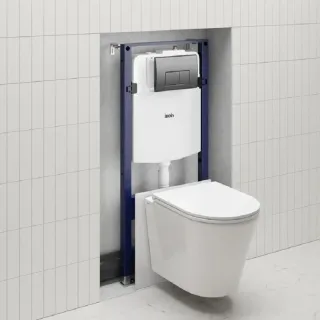 Комплект унитаз с инсталляцией IDDIS Калипсо (Calipso) CAQPO1MBi73 клавиша смыва чёрная
