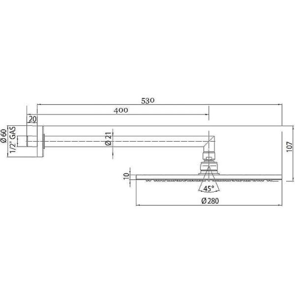 Верхний душ Bossini Cosmo H70596I.073 28 см чёрный матовый