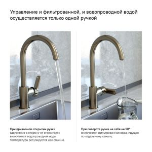 Смеситель для кухни IDDIS Cuba с каналом для фильтрованной воды сатин CUBBNFJi05