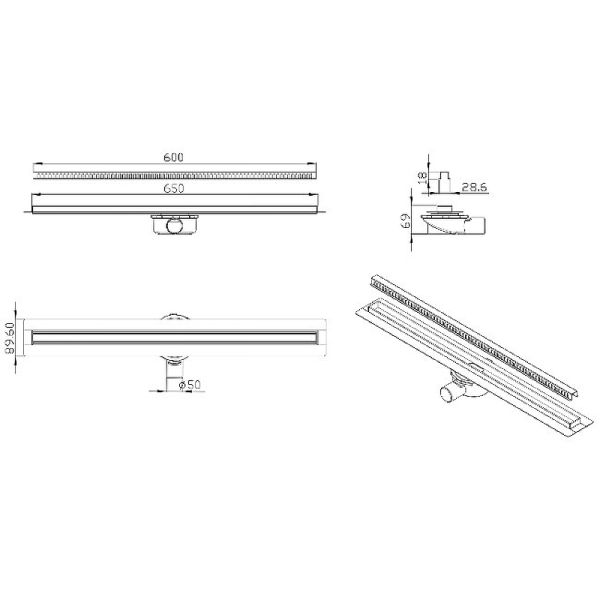 Душевой трап ALMAes Bajo BG60BL 60см чёрный матовый Душевой трап ALMAes Bajo BG60BL 60см чёрный матовый