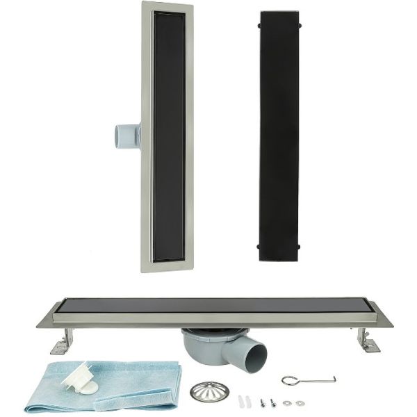 Душевой трап ALMAes Laguna LG50BL 50см чёрное стекло