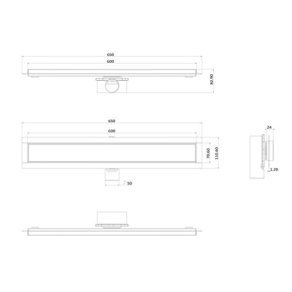 Душевой трап ALMAes Laguna LG60BL 60см чёрное стекло