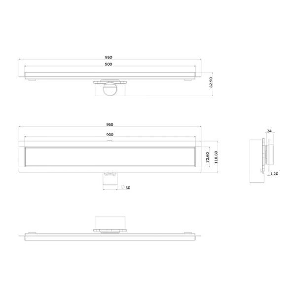 Душевой трап ALMAes Laguna LG90BL 90см чёрное стекло Душевой трап ALMAes Laguna LG90BL 90см чёрное стекло