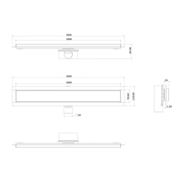 Душевой трап ALMAes Laguna LG100BL 100см чёрное стекло Душевой трап ALMAes Laguna LG100BL 100см чёрное стекло