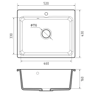 Мойка кухонная Reflexion Optima 52-BL RX0952WH белый