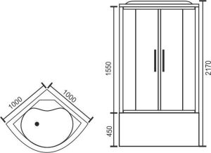 Душевая кабина Royal Bath BK стекло белое/прозрачное 100x100см RB100BK6-WT-CH